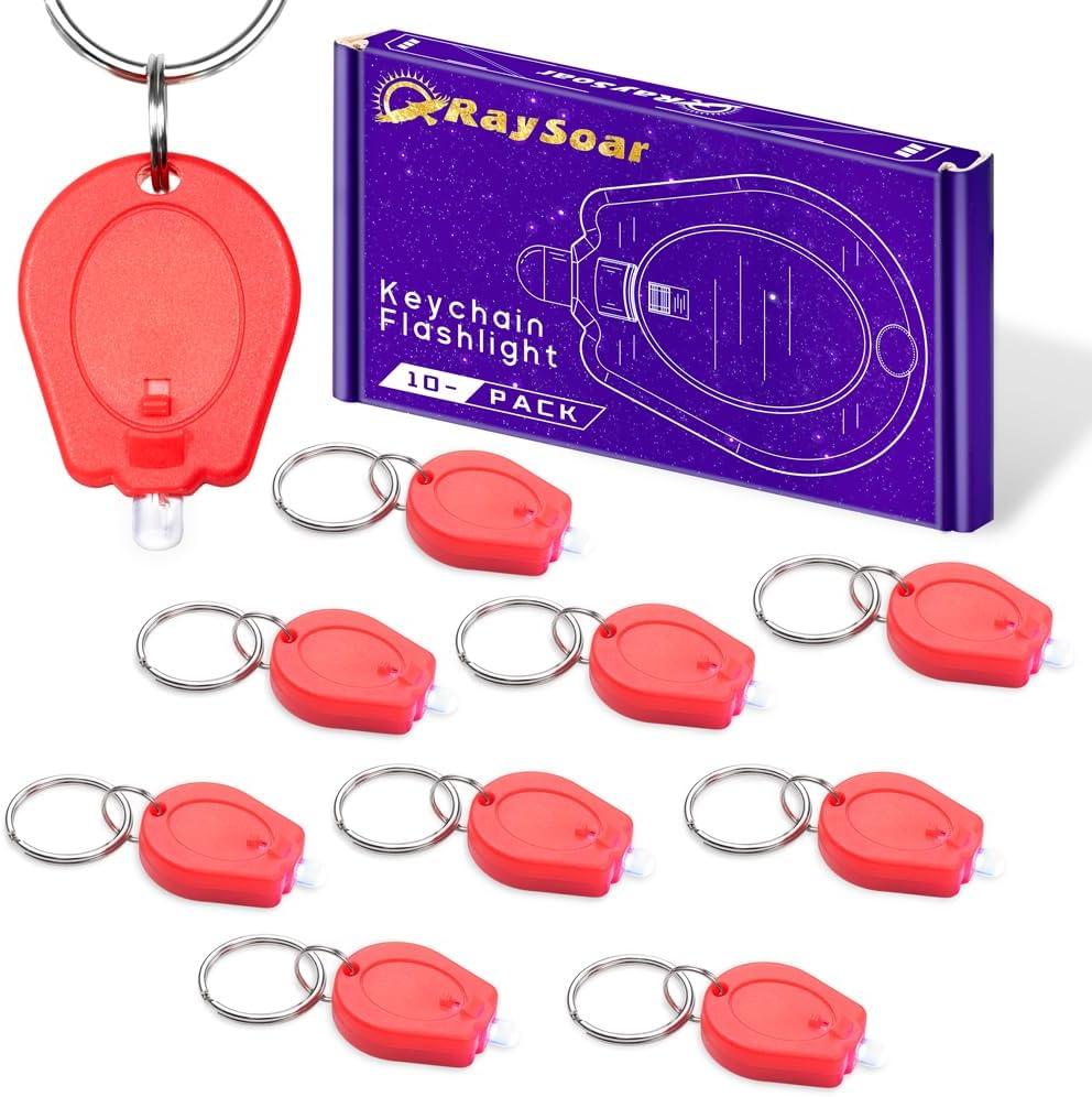10 Pack Ultra Bright Mini LED Keychain Flashlight, Small Key Ring Flashlight, Portable LED Keychain Light for Outdoor Activities Emergency Light - Red Shell