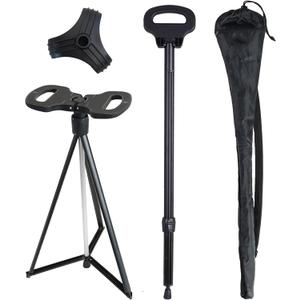 Walking Cane with Seat 2-in-1 Foldable Walking Sticks Chair Lightweight Multifunctional Hiking Stick Non-Slip Foldable Seat Portable Trekking Poles Aluminum Lightweight Travel Cane Outdoor