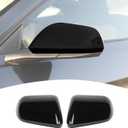 Side Mirror Cover Caps for Ford Mustang 2015+, Black ABS Rearview Mirror Trim, Gloss Black Exterior Upgrade, Peel & Stick Installation (2PCS)  Not for Mirrors with Turn Signals