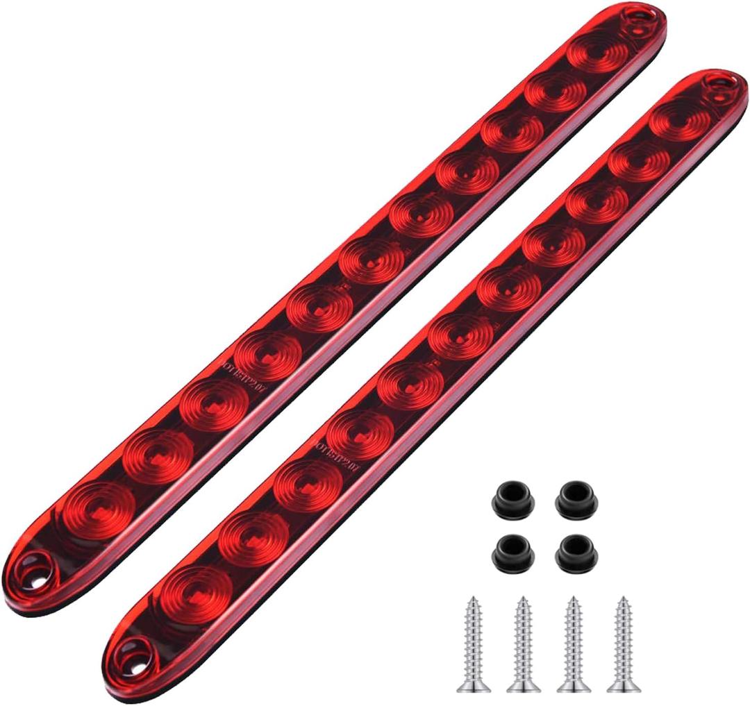 11 LED Red Trailer Brake Tail Light, 2 Pack 16 LED Bar Stop Turn Signal Tail Lights Waterproof Brake Strip Red Light for Marine Boats Golf Cart Offroad Truck RV UTV ATV