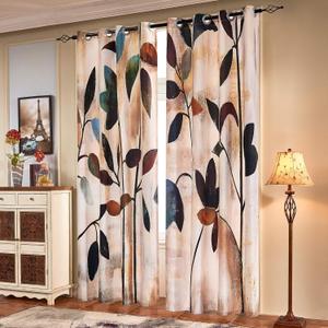 SUBRTEX Printed Curtains Room Darkening for Bedroom Living Room Kids Room Dining Room Valance Colorful Window Drapes 2 Panel Set (52'' x 95'', Brown) (52"W x 94.9"L (Pack of 2), Brown)