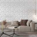 Art3d 50-Pack 3D Wall Panels for Interior Wall Decor, Modern Diamond Textured Accent Wall Paneling for Gaming Living Room TV Wall Background, 12 x 12 inch White