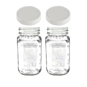 JARMING COLLECTIONS Glass Regular Mouth 24 oz Mason Jars with BPA Free Plastic Storage Lids  Made in USA  24oz Mason Jars Regular Mouth 24 oz with Lids  Set of 2