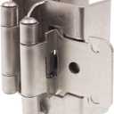 DecoBasics 1/2" Overlay Full Wrap Cabinet Hinges for Kitchen (5 Pair /10 Pcs) -Satin Brushed Nickel Full Wrap Around Self Closing Cabinet Hinges