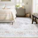 XLUEZ Area Rug 6x9 Living Room Rug, Machine Washable Vintage Distressed Medallion Rug Non-Slip Soft Low Pile Large Indoor Rugs for Bedroom Kitchen Dining Room Office(Beige,6'x9')