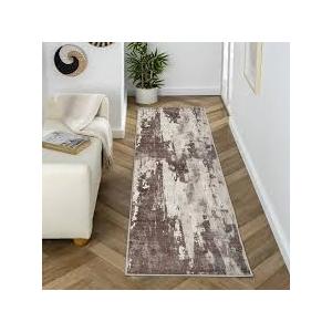 Modern Abstract Medium Pile Area Rug Brown , Size: 96×38 