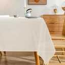 Natural 100% Polyester Textured Rectangle Tablecloth, Slubby Lightweight Table Cloth 47x 63 Inch, Water Resistant Stain Resistant Farmhouse Burlap Table Cover for Kitchen Dining Room