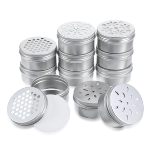 2 Ounce Aluminium Tins, 24 pcs  Empty Storage Containers with Hollow Lids 60ml Screw Lid Round Jars Sample for Aromatherapy Air Freshener Candles Travel Storage
