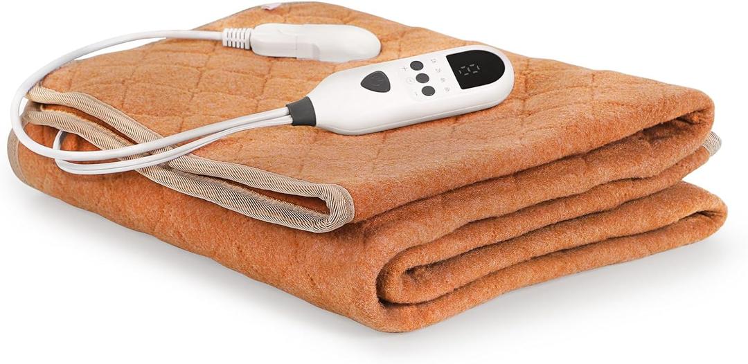 Heated Mattress Pad Mini Twin Size, 31.5" x 63" Electric Mattress Pad with Digital Controller, 9 Heat Settings, 1-6 Hours Auto Shut Off, Fast Heating, Machine Washable, Brown