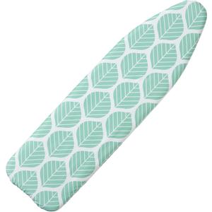 Seiritex Ironing Board Cover and Pad, Standard Size 15 x 54, Thick Padding with Elasticized Edges, Heat Reflective with Hook and Loop Fasteners, 3 Layers Iron Board Cover (Green Leaf)