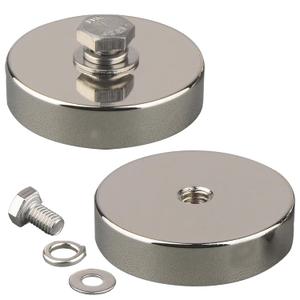 MUTUACTOR Neodymium Pot Magnets Heavy Duty,2PCS Anti-Broken Rare Earth Round Magnet with M8 Female Thread,150lbs Pulling Force Mounting Magnets for LED/LCD Lighting,Machine Proccessing,Solar Panels