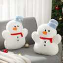 Shellwei 2 Set Christmas Snowman Pillows 17.72 Inch Soft Plush Snowman Shaped Pillows Xmas Throw Decorations for Winter Home Couch Sofa Chair Bedroom Living Room Party Decor Holiday Gifts