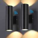 Dusk to Dawn Outdoor Lighting Sensor Wall Lights 2Pack, 12W 2700K Integrated LED Cylinder Up Down Lights Outdoor, IP65 Waterproof Aluminum Wall Sconce Exterior Wall Light for Porch Patio etc. (Black)