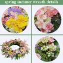 Faux Silk Cherry Blossom Flower Spring Summer Easter Wreath 24-26" for Front Door  Pink Purple Yellow Plum Blossom Green Eucalyptus Leaves  Farmhouse Front Porch Decor, Outdoor Indoor Use