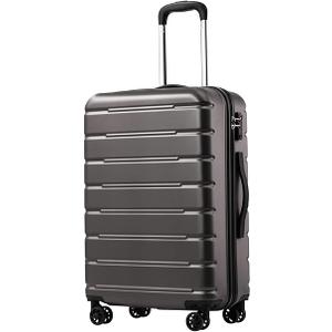Coolife Luggage Suitcase Carry-on Spinner TSA Lock USB Port Expandable (only 28’’) Lightweight Hardside Luggage (Gray, L(28in))