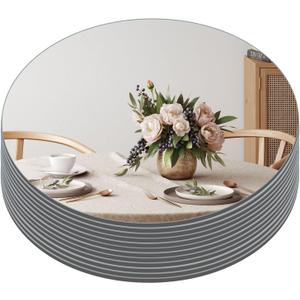 Muzilife 12" Round Mirror Candle Plate Set, 2 mm Circle Tables Mirror Trays - Box of 12 Glass Candle Plate Set for Table Wedding Centerpieces, Party, Festivals Decor Muzilife 12" Round Mirror Candle Plate Set, 2 mm Circle Tables Mirror Trays - Box of 12 Glass Candle Plate Set for Table Wedding Centerpieces, Party, Festivals Decor