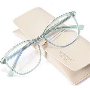 Madison Avenue TR90 Blue Light Blocking Glasses Anti Eyestrain UV Glare Blue Light Glasses for Women TV Phone Computer Gaming Eyeglasses (Transparent Green)
