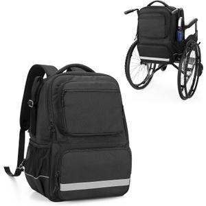 samdew Wheelchair Backpack, Wheelchair Bag for Back of Chair, Wheel Chair Basket to Hang on Back with Thermal Insulation Pocket, Electric Wheelchair Accessories Storage for Adults & Seniors, Bag only