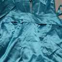 Dessiny Strapless Turquoise Prom Dresses for Women 2024 Long Mermaid Satin Pleated Waist Sweetheart Cut Out Formal Party Dress with Slit US0