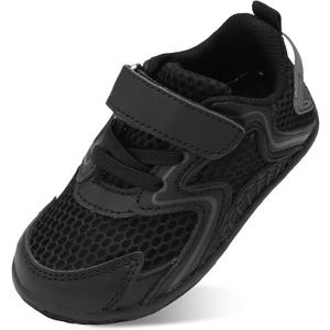 L-RUN Toddler Shoes Barefoot Boys Girls Summer Walking Sneakers Lightweight School Dress Shoes Outdoor Footwear (Black)