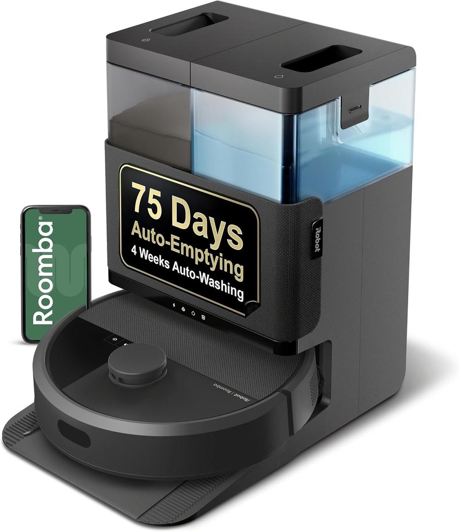 iRobot Roomba Plus 405 (G181) 2in1 Vacuum & Mop Robot with AutoWash Dock - Dual Spinning, Smart & Fast Mapping, Ideal for Pet Hair, Self-Empties 75 Days, Intense Suction, Pad Washing & Drying