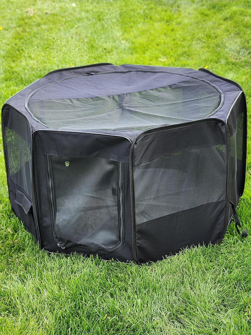 Portable Pet Playpen 45 * 45 * 22" Premium Large Size Puppy Kennel - Best for Small and Medium Size Dogs and Cats - Simple Folding Design for Easy Storage (Black)
