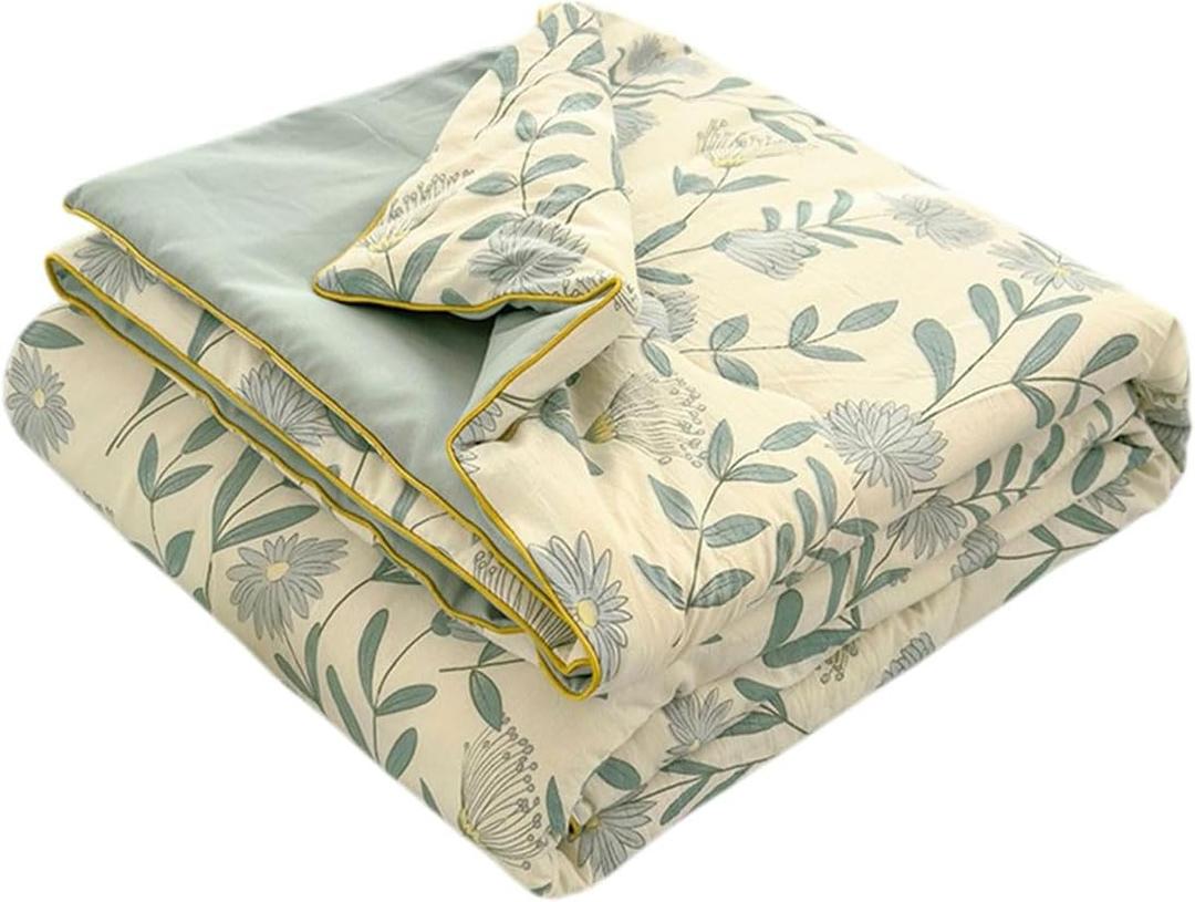 Floral Print Cooling Comforter for Hot Sleepers 78.74 × 59.06inch Lightweight Cotton Throw Blanket, Breathable Summer Quilt, Cold Touch Fabric Absorbs Body Heat for Night Sweats Sleeping (G)