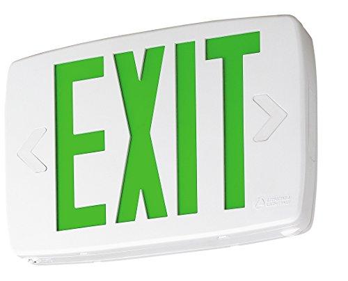 Lithonia Lighting LQM S W 3 G 120/277 X2 M6 Quantum Thermoplastic LED Emergency Exit Sign with Stencil-Faced White Housing and Green Letters, Pack of 2