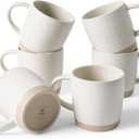 famiware Coffee Mugs Set of 6, Milkyway 13 oz Mug Set, Ceramic Cup Set with Handle for Coffee, Tea, Cocoa, Milk, Matte White