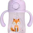 LITTLE RAWR Baby's First Sippy Cup with Weighted Silicone Straw, Leak Proof, Spill Proof, Easy Grip Straw Cup for for Babies 6m+ to Toddlers, BPA Free, Dishwasher Safe, 11oz/320ml (Purple Fox)