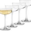 Libbey Paneled Cocktail Coupe Glasses, 8.5 Oz Stemmed, Fine Ribbed Line Coupe Glass Set of 4, Dishwasher Safe Cocktail Martini Glasses