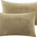 BEDELITE Flannel Pillow Cases Queen Size Set of 2, Super Soft Fleece Pillowcases with Zipper for Bedroom, Sofa, Couch,Luxury Cozy Fuzzy Velvet Pillow Shams for All Seasons(20x30 Inches,Camel)