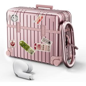 KOREDA Compatible with AirPods Pro 2nd/1st Generation Case Cover, Cute Funny Suitcase Design Case for Airpods Pro 2nd/1st Gen, Fashion Protective Hard Case for Women Men with Keychain (B-Rose Gold)