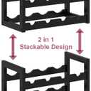 MOGELAFOO 6 Tier Bamboo Wine Rack Freestanding Floor, 24 Bottles Wine Storage Shelves with Table Top, Stackable Wine Display Rack for Kitchen, Bar, Dining Room, Rustic Brown and Black