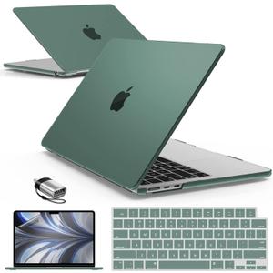 IBENZER Compatible with 2025 2024 2023 2022 MacBook Air 13 inch Case M4 A3240 M3 A3113 M2 A2681, Hardshell Case & KeyboardCover & ScreenFilm & Type-C for Mac Air 13.6, Midnight Green, KK-MTGN+2TC