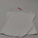 PUMIEY Women's Square Neck Tank Top Adjustable Spaghetti Straps Sleeveless Basic Tops Sharp Collection (Medium, Splashed White)