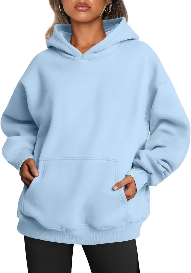 Trendy Queen Womens Oversized Hoodies Fleece Sweatshirts Fall Fashion Pullover Sweaters Winter Clothes (X-Small, Sky Blue)