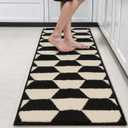 GRANNY SAYS Kitchen Mats for Floor, Kitchen Rugs Non Slip Washable, Runner Rugs for Kitchen Floor, 47" x 17.7", Stain Resistant Comfort Standing Mat Made of 100% Polypropylene, Black