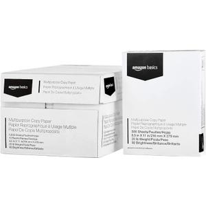 Amazon Basics Multipurpose Copy Printer Paper, 8.5 x 11 in, 20 lb, 10 Reams, 5000 Sheets, 92 Bright, White