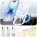 for iPhone 17 Case for Women Girls,Compatible with MagSafe,Camera Control,Full Camera Protection, Cute Wave Magnetic Phone Case for iPhone 17,Frosted Clear