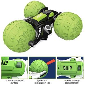 UNIQUE KIDS 1: 12 Waterproof Amphibious 360° + 360° Flip RC Car | Durable Inflatable Wheels | All-Terrain Water & Land Toy | 2.4 GHz for Kids 6-12 Years (Green)