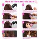 Jumbo Hair Curlers Rollers, 12Pcs 60mm Jumbo Hair Roller Curlers Self Grip Holding Rollers with 12Pcs Hair Clips for Long Straight Thick Hair (Rose Red)