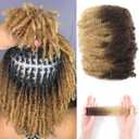 HAPPY&CC Afro Kinky Bulk Human Hair For Dreadlocks and Twist 50 Gram Per Bundle Soft Light Weight #4 Brown Color Ombre To #27 Honey Blonde 14 Inch Afro Kinky Curly Bulk Human Hair for Micro Braiding