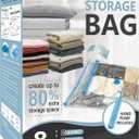 8 Pack Vacuum Storage Bags, Space Saver Bags (2 Jumbo/2 Large/2 Medium/2 Small) Compression Storage Bags for Comforters and Blankets, Vacuum Sealer Bags for Clothes Storage, Hand Pump Included