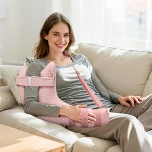 Rotator Cuff Pillow, Removable Shoulder Support Pillow for Frozen Shoulder Relief, Post Arm Surgery Recovery Supplies, Broken Arm Cushion for Pain Relief and Side Sleeping, Pink, 13.7*6.3''