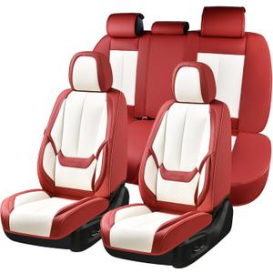 Coverado Car Seat Covers Full Set, Car Seat Protector Waterproof, Nappa Leather Car Seat Cushion, Seat Covers for Cars, Front Seats and Back Universal Fit for Most Cars