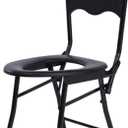 Lightweight Potty Chair Bedside Commode Seat Pregnant Bath Stool Folding Portable Toilet for Seniors, Disabled with Non-Slip Leg Pad Max.80 kg