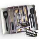 Mueller Flatware Kitchen Drawer Organizer, 19.7" x 15" Silverware Organizer, 6 Compartments, Heavy-Duty, Cutlery Tray for Utensils or Stuff, Dining Room, Living Room, Large, Beige Mocha