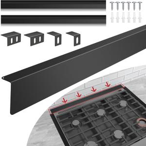 30" Slide-in Range Rear Filler Kit W10113901A with 2pcs Silicone Stove Gap Covers, Cooktop Trim Kit Between Stove and Backsplash for Whirlpool & Most Brand, 316 Stainless Steel (Black)