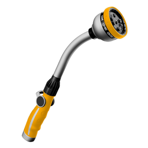 RESTMO Watering Wand Heavy Duty, Metal Garden Hose Wand with 10 Spray Patterns, 15-Inch Long Hose Nozzle Sprayer with Thumb Flow Control, Ideal to Water Hanging Baskets and Shrubs, Yellow